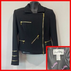 Joseph‎ Ribkoff Ladies Blazer Jacket Snap W/ Zippers Women's Size 5 Black